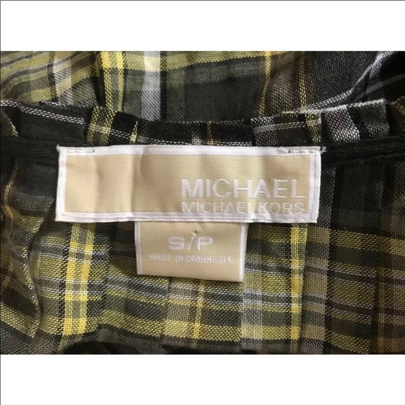 MICHAEL KORS Plaid 3/4 Sleeve Peasant Top - Picture 6 of 6